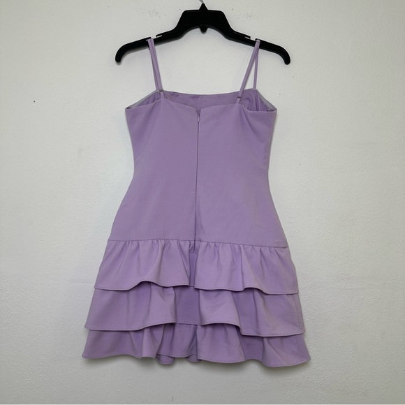 Likely Amica Tiered In Orchid Bloom Lavender Ruffle Detail on the Hem Mini Dress - Picture 3 of 12